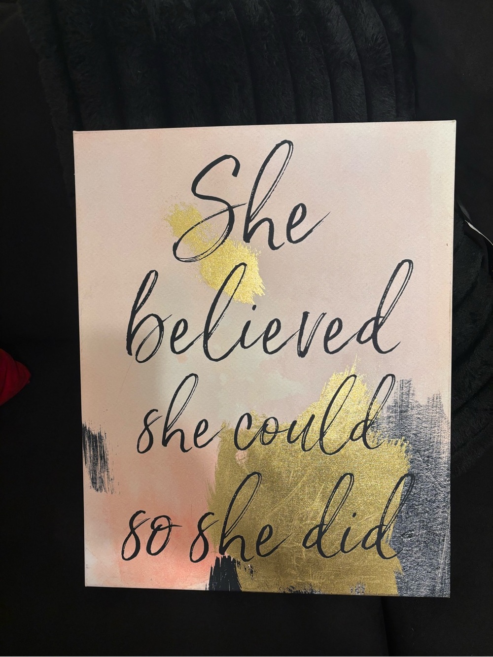 bebe Pink and Gold 'She Believed' Wall Art Canvas